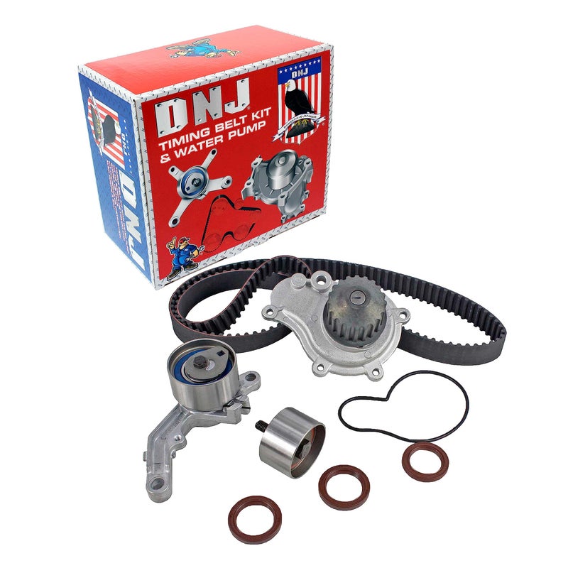 DNJ TBK151AWP Timing Belt Kit with Water Pump for 2003-2010 Chrysler, Dodge, Jeep Caravan, Liberty, PT Cruiser 2.4L L4 16V DOHC 148cid - Image 1